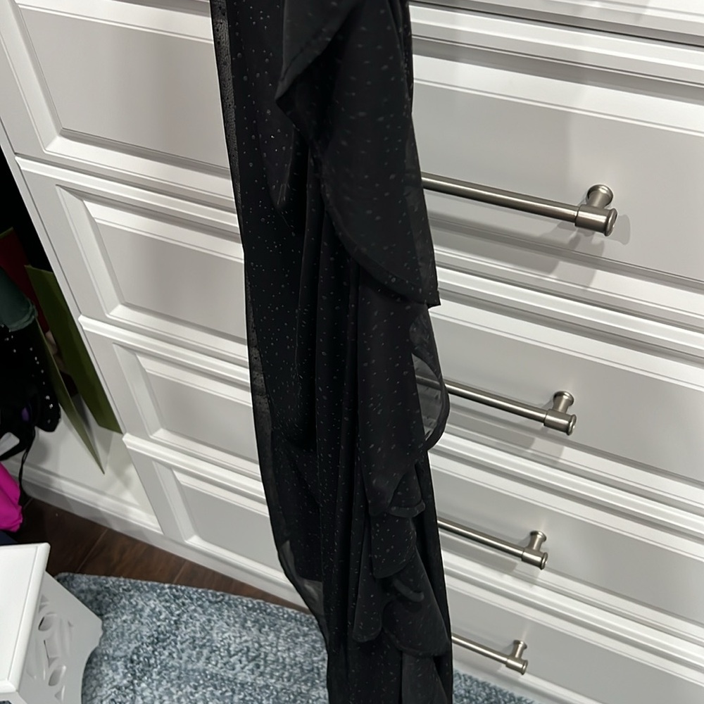 Connected appeal black dress 1 shoulder size 12 little shimmer Good Condition - Picture 6 of 10